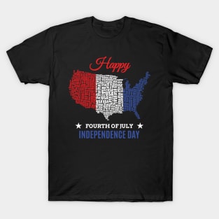 Red White and Blue Independence Day of United States T-Shirt